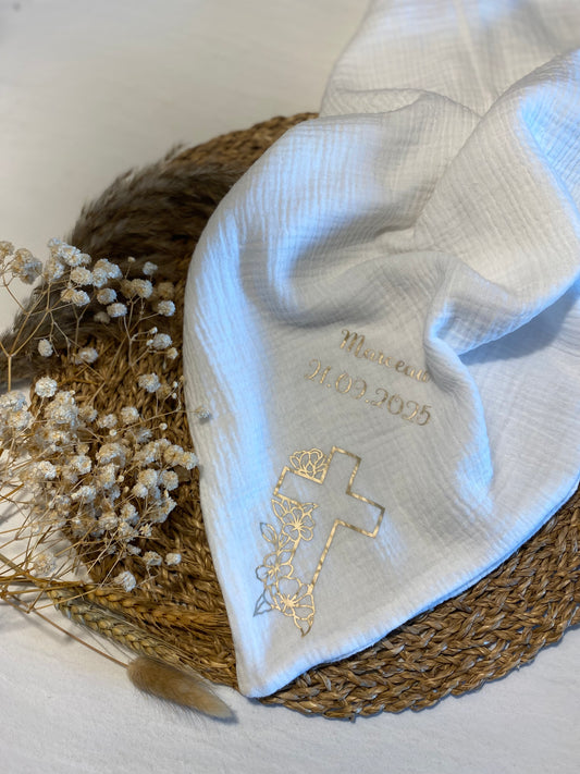 Lange Personnalisé Gaze de Coton - Baptême et Naissance